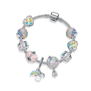 Sky-themed Heart Wreath Rainbow Pendant Alloy Bracelet(20cm)