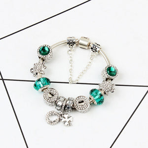 Charm Bracelet with Tortoise, Heart, Clover Pendant(Green,20cm)