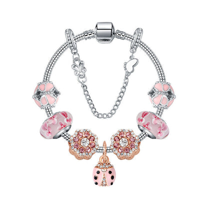 Spring Blossom Charm Bracelet with Flower Beads(20cm)