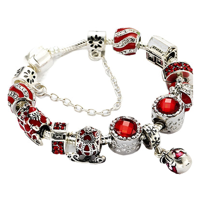Vintage Silver-Plated Zircon Beaded Bracelet(19cm)