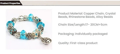 Vintage Crystal Zircon Beaded Bracelet with Hollow LOVE Alloy Pendant, Adjustable Snake Chain Bracelet(17cm+5cm)