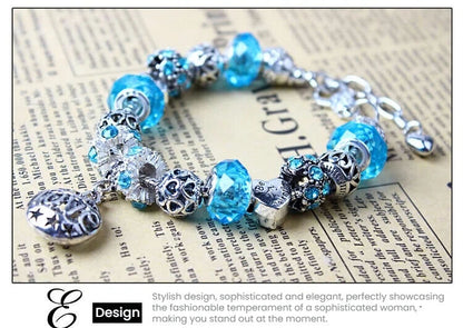 Vintage Crystal Zircon Beaded Bracelet with Hollow LOVE Alloy Pendant, Adjustable Snake Chain Bracelet(20cm+5cm)