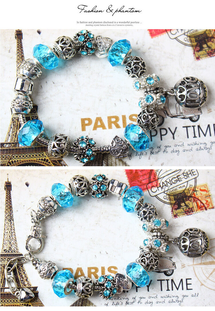 Vintage Crystal Zircon Beaded Bracelet with Hollow LOVE Alloy Pendant, Adjustable Snake Chain Bracelet(20cm+5cm)