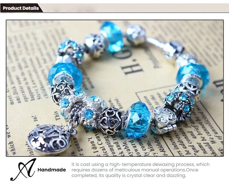 Vintage Crystal Zircon Beaded Bracelet with Hollow LOVE Alloy Pendant, Adjustable Snake Chain Bracelet(20cm+5cm)