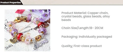 Love-Themed Beaded Bracelet with Crystal & Letter Pendant(20cm)