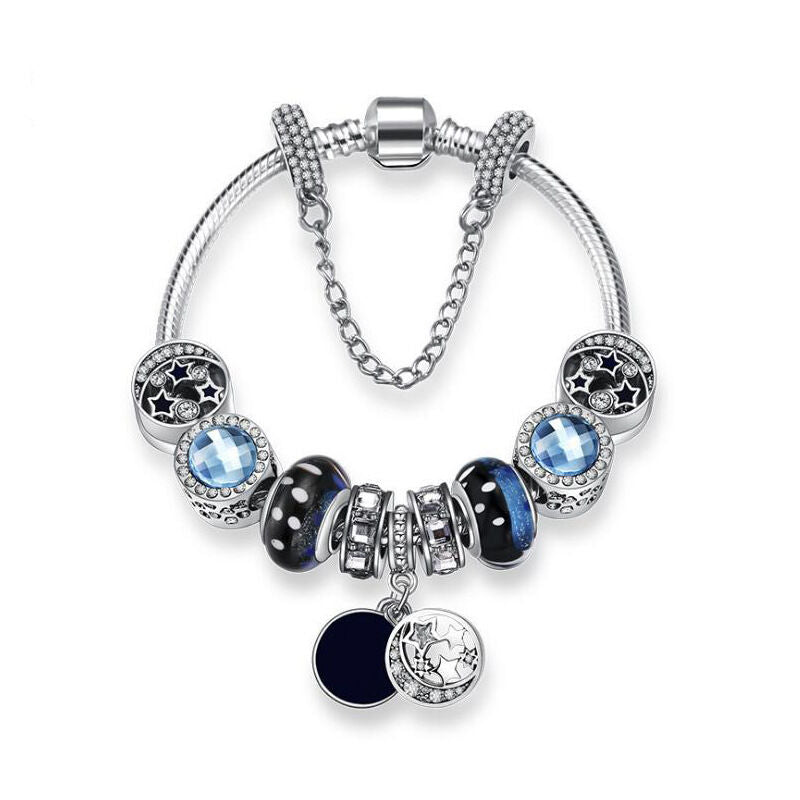 Combo Deal: Tortoise Bead, Purple Floral, Blue Starry Sky Bracelets - Mix & Match,Buy 2 for Better Price(double-18cm)