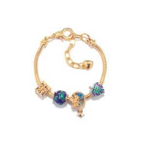 Colorful Leaf Moon Star Pendant Versatile Gold Bracelet(21cm)