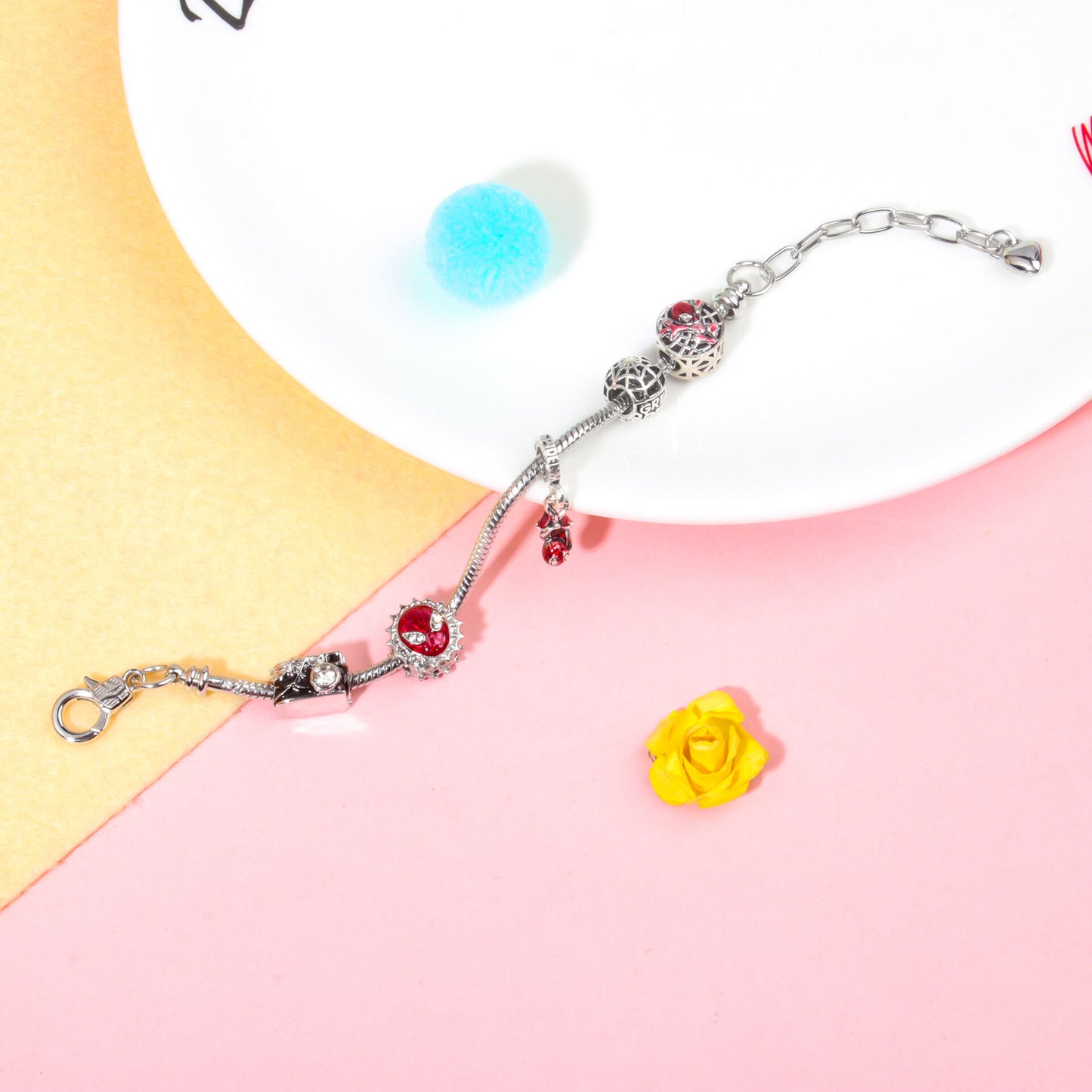 Cartoon Punk Spider-Man Themed Rhinestone Bracele(20cm)