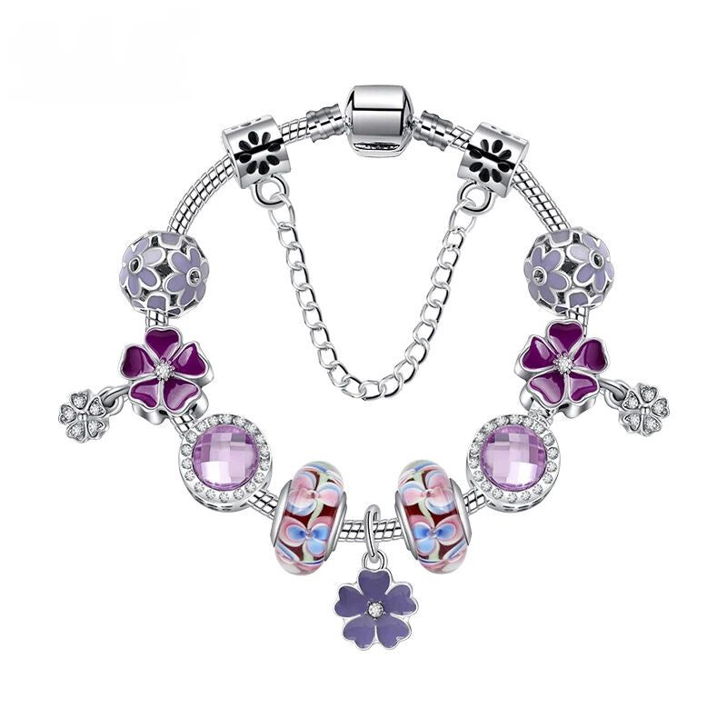 Combo Deal: Tortoise Bead, Purple Floral, Blue Starry Sky Bracelets - Mix & Match,Buy 3 for Better Price(triple-20cm)