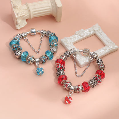Ethnic Crystal Bead DIY Bracelet Red Alloy Electroplated Big Bead Bracelet(17cm)