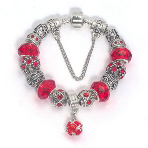 Ethnic Crystal Bead DIY Bracelet Red Alloy Electroplated Big Bead Bracelet(18cm)