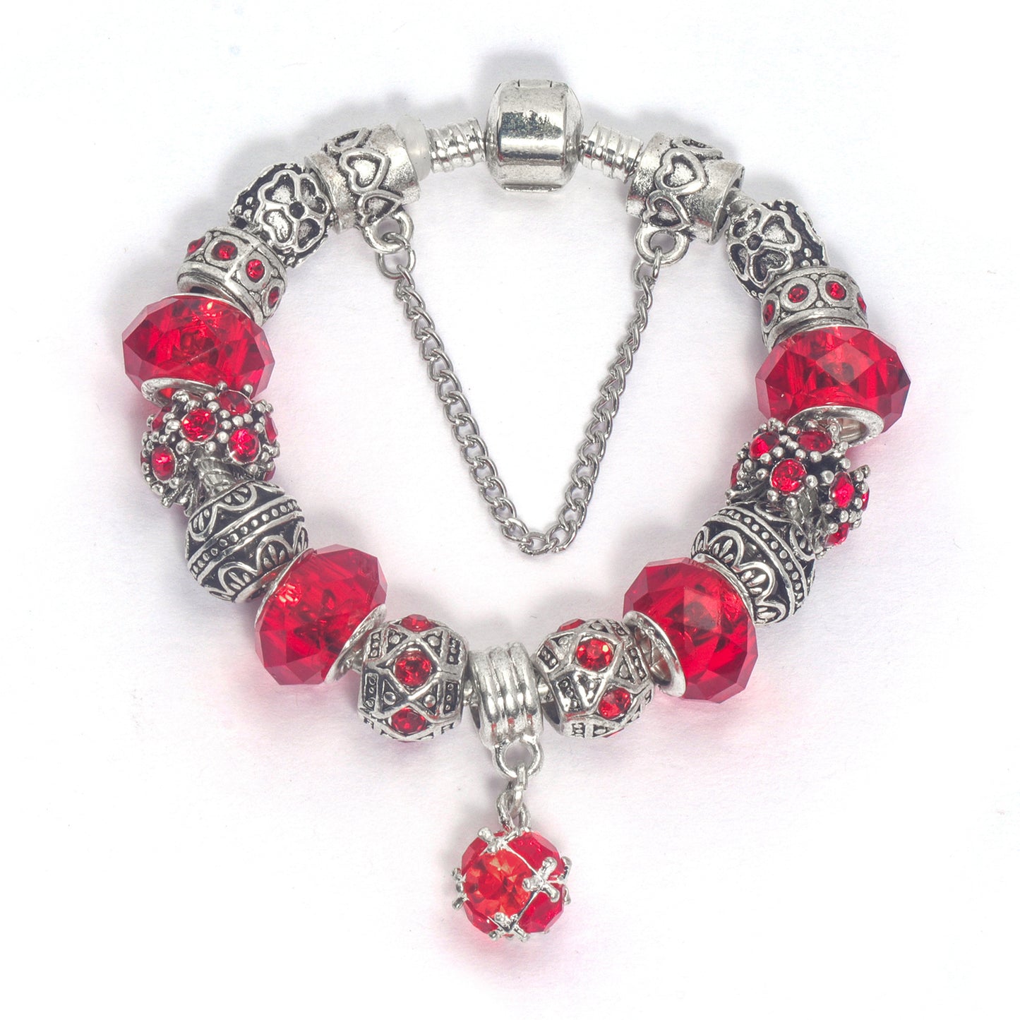 Ethnic Crystal Bead DIY Bracelet Red Alloy Electroplated Big Bead Bracelet(19cm)