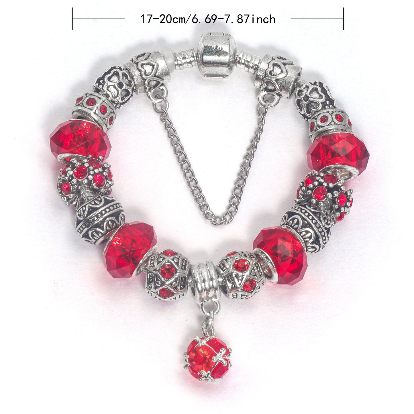 Ethnic Crystal Bead DIY Bracelet Red Alloy Electroplated Big Bead Bracelet(20cm)