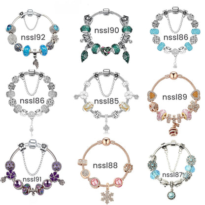 Purple Four Leaf Clover Pendant Bracelet – Sparkling Zircon Resin Glass Beads(19cm)