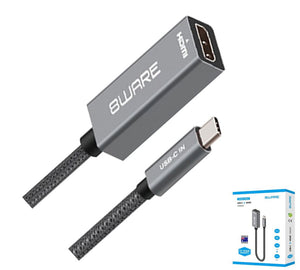 8ware 10cm USB-C to HDMI Male-Female Adapter Converter Cable Retail Pack for PC Laptop iPad MacBook Pro/Air Surface Dell XPS to Monitor Projector TV
