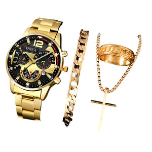 4PCS Men's Stainless Steel Quartz Watch Set (W118 - D) - Factory Direct Shop