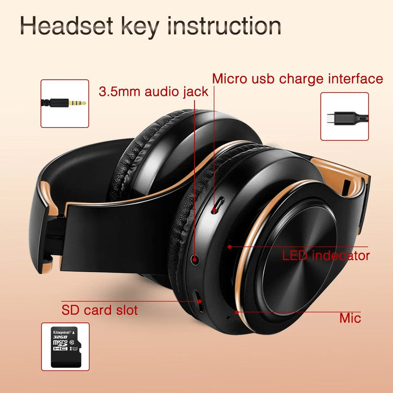 Wireless Bluetooth Headphones Gold - Factory Direct Shop