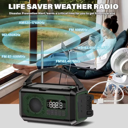 12000mAh Emergency Radio Solar Hand Crank Charger - Factory Direct Shop