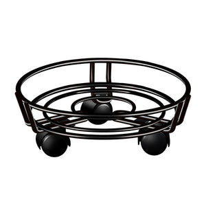 Movable Iron Potted Plant Stand for Home Garden Decoration-Black