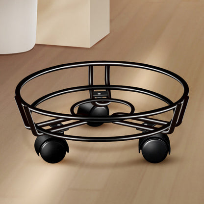 Movable Iron Potted Plant Stand for Home Garden Decoration-Black