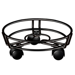 Movable Iron Potted Plant Stand for Home Garden Decoration-Black