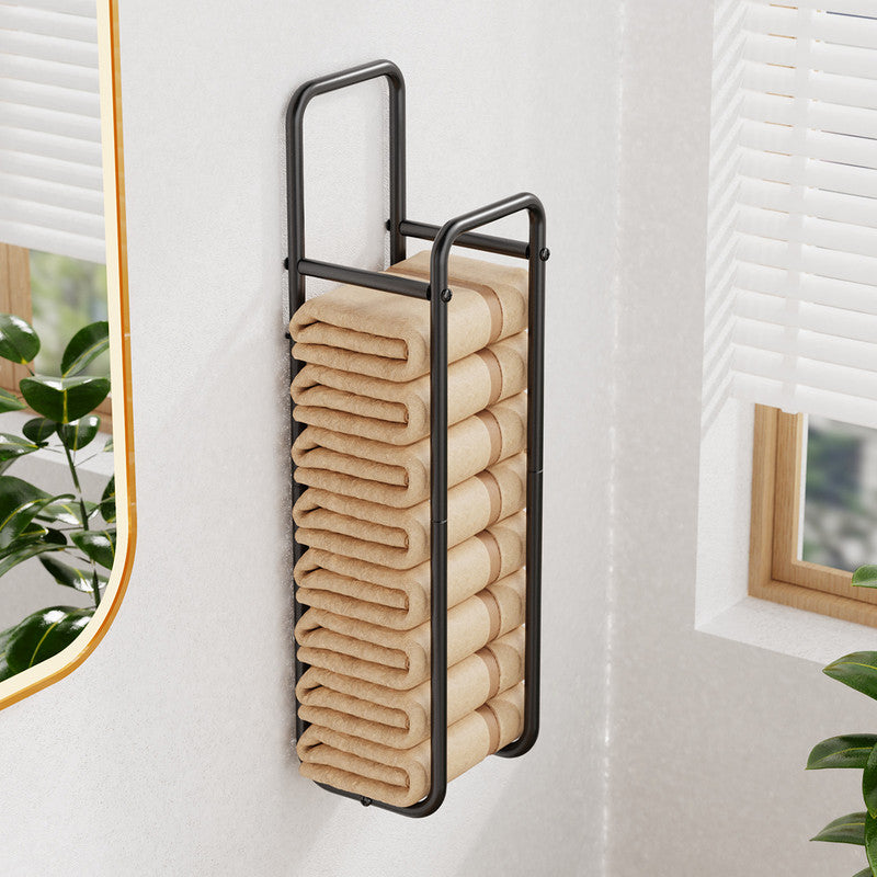 Double - Pole Towel Rack, Wall - Mounted Storage Rack for Bathroom,Black - Factory Direct Shop