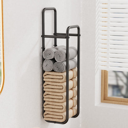 Double - Pole Towel Rack, Wall - Mounted Storage Rack for Bathroom,Black - Factory Direct Shop