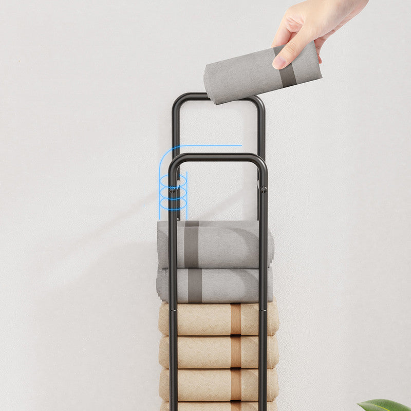 Double - Pole Towel Rack, Wall - Mounted Storage Rack for Bathroom,Black - Factory Direct Shop