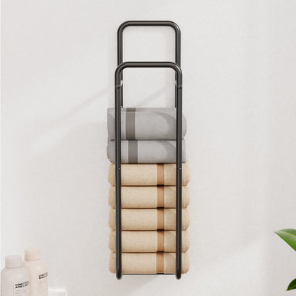 Double - Pole Towel Rack, Wall - Mounted Storage Rack for Bathroom,Black - Factory Direct Shop