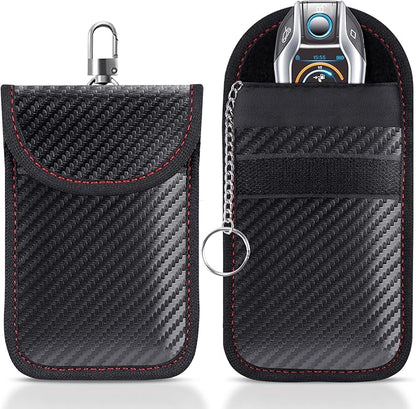 Faraday Pouch for car Keys,2 Pack Faraday Bag Car Key Signal Blocking Pouch ， Keyless Entry Car Keys Case | RFID Blocker Bag for Car Security ，Anti-Theft Remote Entry Keyless Protect-Black