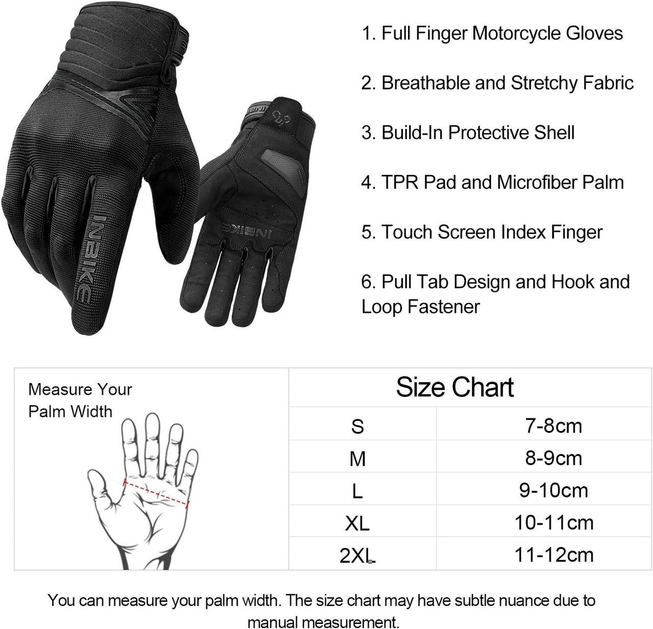 Breathable Mesh Motorcycle Gloves Touchscreen with TPR Palm Pad Hard Knuckle - Back - Medium - Factory Direct Shop