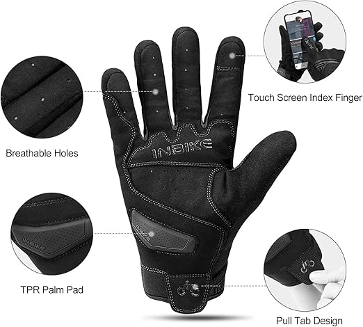 Breathable Mesh Motorcycle Gloves Touchscreen with TPR Palm Pad Hard Knuckle - Back - Medium - Factory Direct Shop