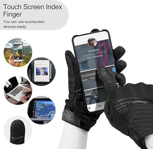 Breathable Mesh Motorcycle Gloves Touchscreen with TPR Palm Pad Hard Knuckle - Back - Medium - Factory Direct Shop