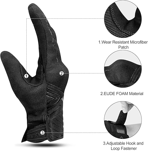 Breathable Mesh Motorcycle Gloves Touchscreen with TPR Palm Pad Hard Knuckle - Back - Medium - Factory Direct Shop