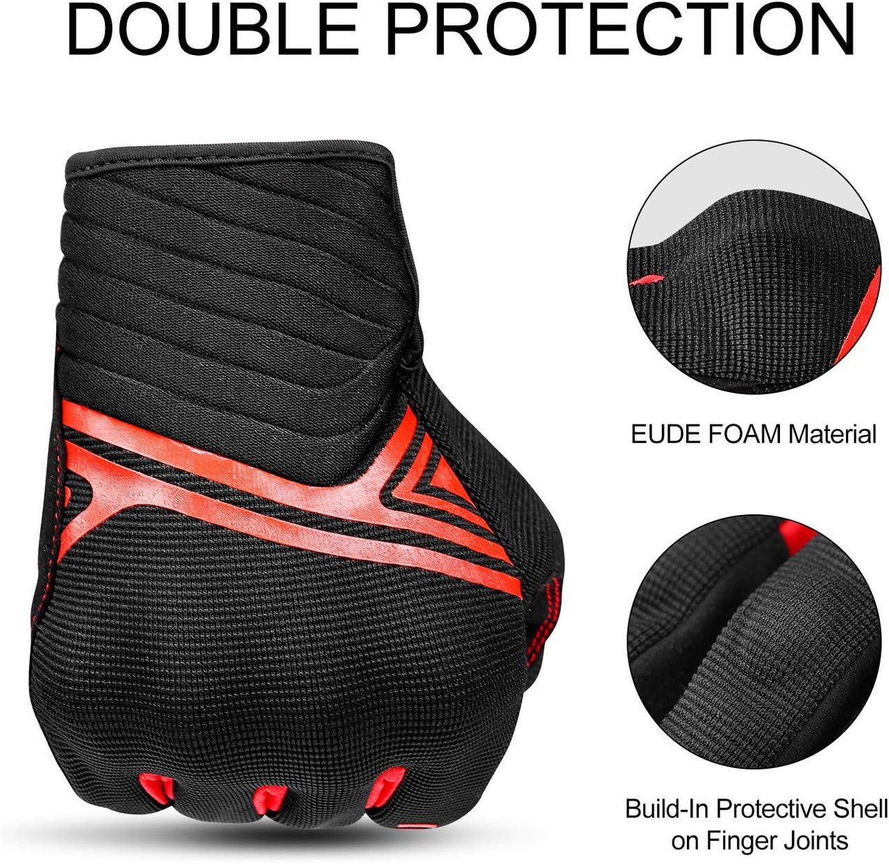 Breathable Mesh Motorcycle Gloves Touchscreen with TPR Palm Pad Hard Knuckle-Red-Small