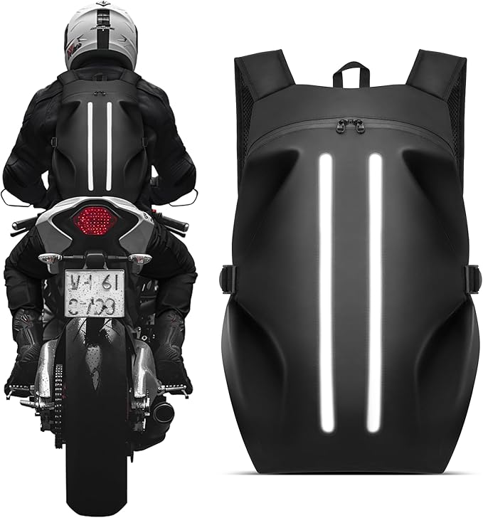 Motorcycle Backpack for Men, Waterproof Helmet Backpack with Reflective, Motorcycle Bag Helmet Bag - Black - Factory Direct Shop