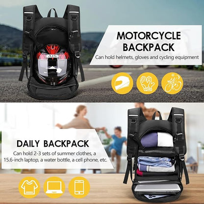 Motorcycle Backpack for Men, Waterproof Helmet Backpack with Reflective, Motorcycle Bag Helmet Bag - Black - Factory Direct Shop