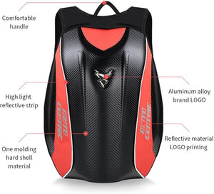 Motorcycle Backpack Waterproof Carbon Fiber-Red