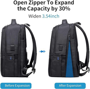 27L Laptop Backpack for Men–USB & Type-C Charging Port, Water-Resistant, Fits 18" Laptop, Expandable, Perfect for Office and Travel-Grey