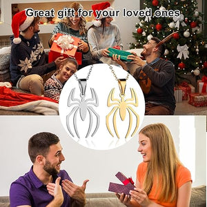 Spider Pendant Necklace Surgical Steel Superhero Spiderman Jewelry for Kids-1 pair