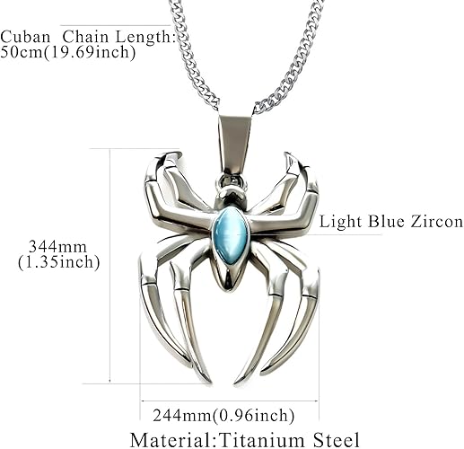 Spider Pendant Necklace Surgical Steel Superhero Spiderman Jewelry for Kids - Silver B - Factory Direct Shop
