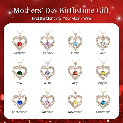 18K Rose Gold Necklaces for Women, 925 Sterling Silver Gifts for Mothers Day, Jewelry for Wife Mom Her Girlfriend, Birthstone Diamond Necklace for Birthday Anniversary, Heart Pendant Jewelry - JAN - Factory Direct Shop