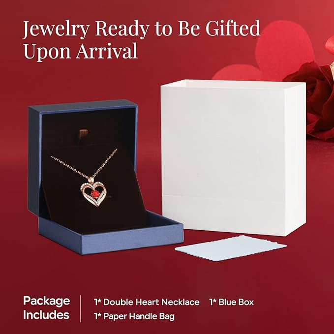 18K Rose Gold Necklaces for Women, 929 Sterling Silver Gifts for Mothers Day, Jewelry for Wife Mom Her Girlfriend, Birthstone Diamond Necklace for Birthday Anniversary, Heart Pendant Jewelry-NOV