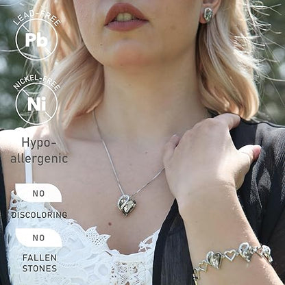 Infinity Love Heart Necklace, Birthstone Necklace for Women, Jewelry for Women with Healing Crystals, Allergy Free Pendant Necklace-13c-Protection-Crystal Black