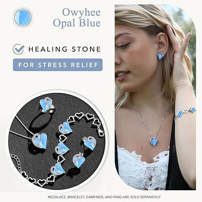Infinity Love Heart Necklace, Birthstone Necklace for Women, Jewelry for Women with Healing Crystals, Allergy Free Pendant Necklace-18-Communication-Owyhee Opal Blue
