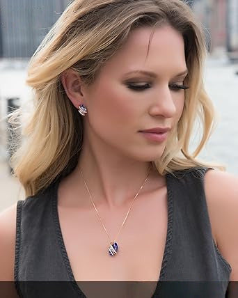 Infinity Love Heart Birthstone Earrings for Women, Crystal Stud Earrings with Healing Stones, Allergy - Free Jewelry for Women with Gift Box, Silver - tone Birthstone Crystals Earrings - 02 - February Birthstone - Tanzanite Purple - Factory Direct Shop
