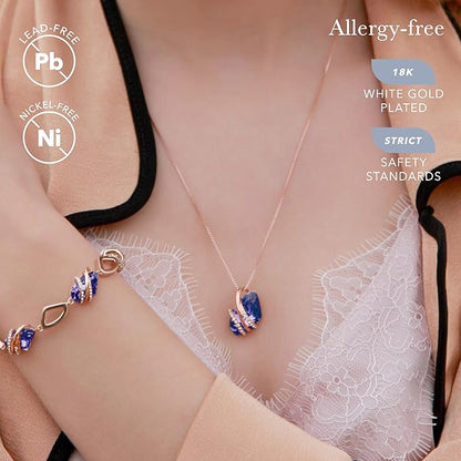 Infinity Love Heart Birthstone Earrings for Women, Crystal Stud Earrings with Healing Stones, Allergy - Free Jewelry for Women with Gift Box, Silver - tone Birthstone Crystals Earrings - 02 - February Birthstone - Tanzanite Purple - Factory Direct Shop