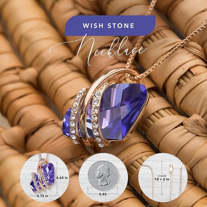 Infinity Love Heart Birthstone Earrings for Women, Crystal Stud Earrings with Healing Stones, Allergy - Free Jewelry for Women with Gift Box, Silver - tone Birthstone Crystals Earrings - 02 - February Birthstone - Tanzanite Purple - Factory Direct Shop