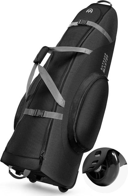 OutdoorMaster Padded Golf Club Travel Bag with Wheels, 900D Heavy Duty Oxford Waterproof -Alligators-Black