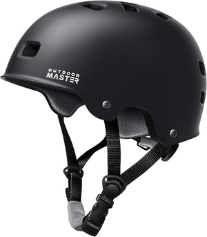 OutdoorMaster Skateboard Cycling Helmet - Two Removable Liners Ventilation Multi-Sport Scooter Roller Skate Inline Skating Rollerblading for  Adults-Black-Small